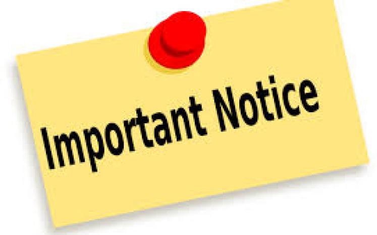 yellow note with red push pin with words Important Notice 
