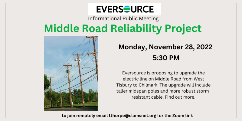 Informational Meeting for the Eversource Proposed Middle Road Reliability Project.